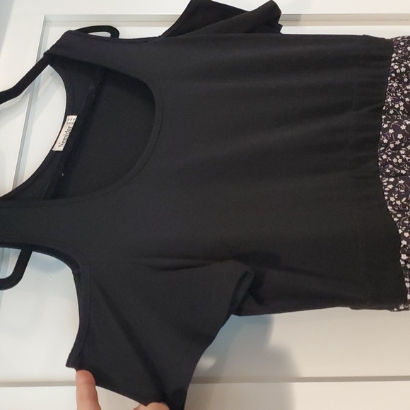 Midi two tone cold shoulder dress.  Black top, black & white,Size 14 - Picture 2 of 3